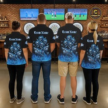 Load image into Gallery viewer, Custom Blue Flames Shark And Skull 3D Men Darts Polo League Shirts Funny Dart Jerseys NYN2203