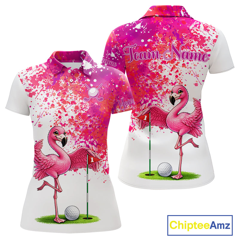 Funny Women Golf Polo Shirt Custom Winner Flamingo Pink Splatter Golf Clothing Shirts, Golf Gifts NYN2875