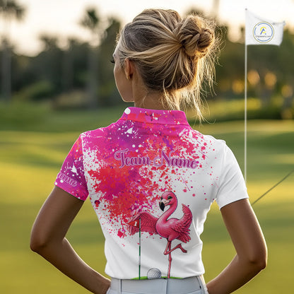 Funny Women Golf Polo Shirt Custom Winner Flamingo Pink Splatter Golf Clothing Shirts, Golf Gifts NYN2875