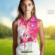 Load image into Gallery viewer, Funny Women Golf Sleeveless Polo Shirt Custom Winner Flamingo Pink Splatter Golf Clothing Shirts, Golf Gifts NYN2875