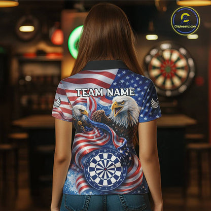 American Flag Eagle Freedom Dartboard Dart Polo Shirt Custom Patriotic Women Dart Team Jerseys NYN2541