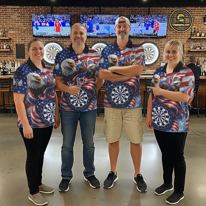 American Flag Eagle Freedom Dartboard Dart Polo Shirt Custom Patriotic Men Dart Team Jerseys NYN2541