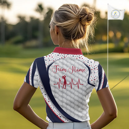 Red, White And Blue Star US Flag Golf Polos Shirts For Women Custom Patriotic Mens Golf Attire NYN2914