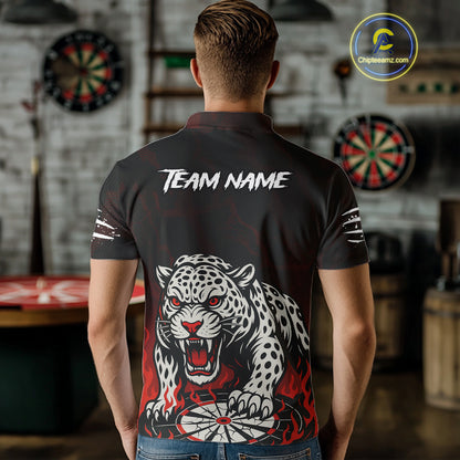 Custom Black And Red Panther Horror Dartboard Dart Polo Shirt For Men Dart Team Jersey NYN1499