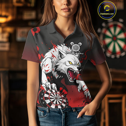 Custom Black & Red Horror Wolf 3D Dartboard Dart vPolo Jerseys Dart Team Shirts NYN1754