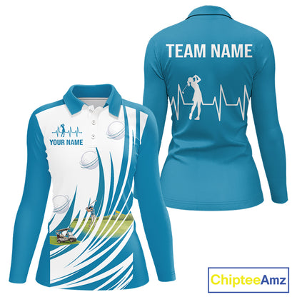 Women White And Blue Golf Shirts Golf Clothing Custom White Polo Golf Shirts, Gifts For The Golfer NYN2933