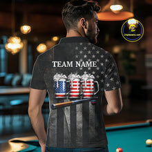 Load image into Gallery viewer, Grunge US Flag Beer Pool 8 Ball &amp; 9 Ball Men Billiard Shirt Custom Patriotic Billiard Team Attire NYN2560