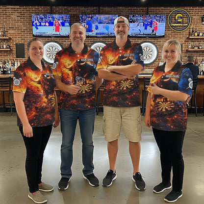 Colorful Splatter Funny Bull Cracked Dartboard Men Dart Quarter-Zip Shirts Custom Dart Team Jerseys NYN2730