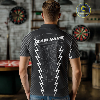 Custom Black Grey Dartboard Dart Men Polo Shirt Outfits Dart Team Jerseys NYN1529