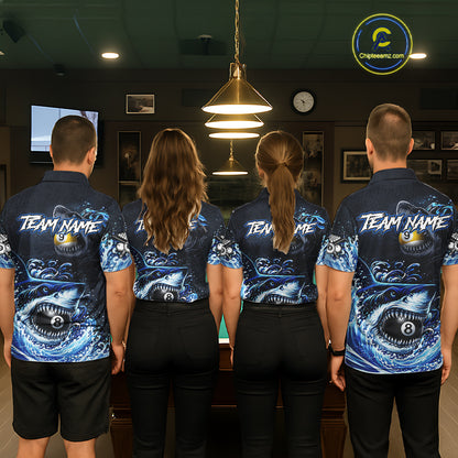 Funny Shark Waving Pool 8 Ball & 9 Ball Billiard Shirt For Women Personalized Ball Billiard Attire NYN2590