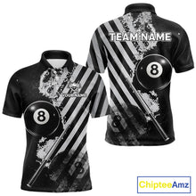 Load image into Gallery viewer, Black And Grey Grunge Pool 8 Ball Men Billiard Shirt Personalized Graffiti Billiard Attire NYN2595