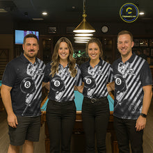 Load image into Gallery viewer, Black And Grey Grunge Pool 8 Ball Men Billiard Shirt Personalized Graffiti Billiard Attire NYN2595