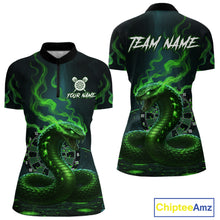 Load image into Gallery viewer, Custom Green Smokes Funny Cobra Dartboard Women Darts Quarter-Zip  Shirt, Outfits Dart Jerseys NYN1813