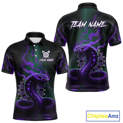 Custom Purple Smokes Funny Cobra Dartboard Men Darts Polo Shirt, Outfits Dart Jerseys NYN1814