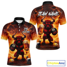 Load image into Gallery viewer, Yellow Lightning Funny Bull Pool 8 Ball Men Billiard Polo &amp; 1/4-Zip Shirt Custom Billiard Attire NYN2606