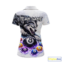 Load image into Gallery viewer, Funny Black-White Wolf Thunder Pool Ball Billiard Shirt For Women Custom Ball 8 Billiard Attire NYN2614