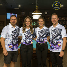 Load image into Gallery viewer, Funny Black-White Wolf Thunder Pool Ball Billiard Shirt For Men Custom Ball 8 Billiard Attire NYN2614
