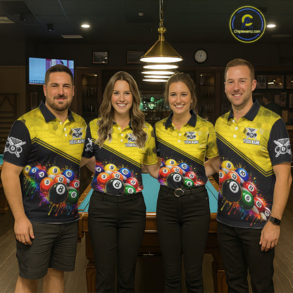 Custom Colorful Splash Ball Billiard Shirt For Men Personalized Cue Billiard Attire Gifts NYN2337