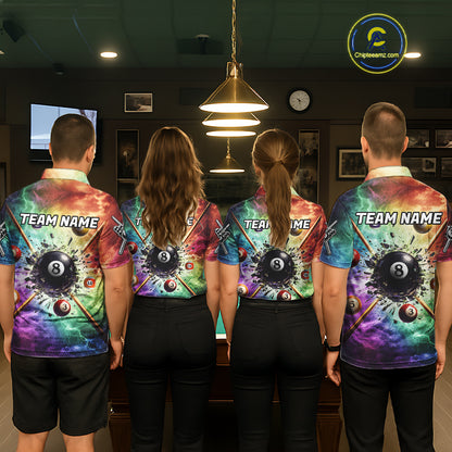 Personalized Crack Pool 8 Ball Women Billiard Team Shirt Colorful Thunder Billiard Attire NYN2368
