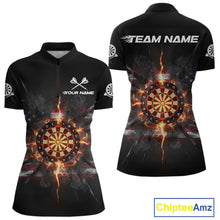 Load image into Gallery viewer, Smoke US Flag Fire Flame Dartboard Custom Women Darts Quarter-Zip Shirt Patriotic Dart Jerseys NYN1859