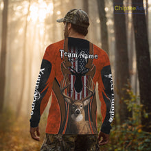Load image into Gallery viewer, Personalized Orange US Flag Deer Hunting Shirts for Men - Custom Crew Hunting Outfit &amp; Gifls NBT56