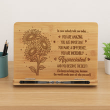 Load image into Gallery viewer, Inspirational Bamboo Book Stand Appreciation Gift, Thank You Gifts, Motivational Reading Stand