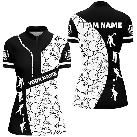 Personalized 3D Women's Bowling Team Jersey Bowling Shirt American Bowling Quarter-Zip Shirt QZT56-3