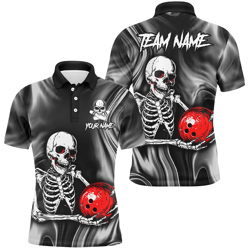 Personalized Bowling Shirt Men Skull Bowling Team Jersey Polo Shirt for Bowler QZT418