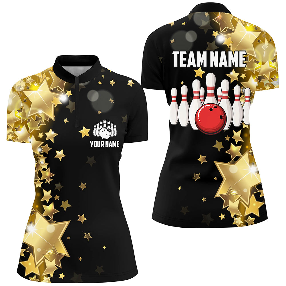Personalized 3D Women's Bowling Team Jersey Bowling Shirt American Bowling Quarter-Zip Shirt QZT56-4