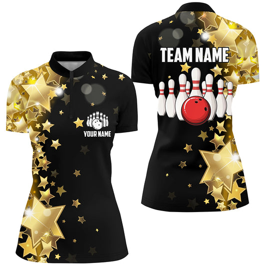 Personalized 3D Women's Bowling Team Jersey Bowling Shirt American Bowling Quarter-Zip Shirt QZT56-4