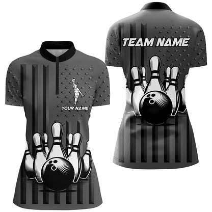 Personalized Bowling Shirt for Women Camo Bowling Jersey 1/4 Zip Shirt Unisex QZT276