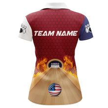Load image into Gallery viewer, Personalized Bowling Shirt with Name Polo Bowling Jersey for Women Flame Bowling Shirt Unisex QZT286