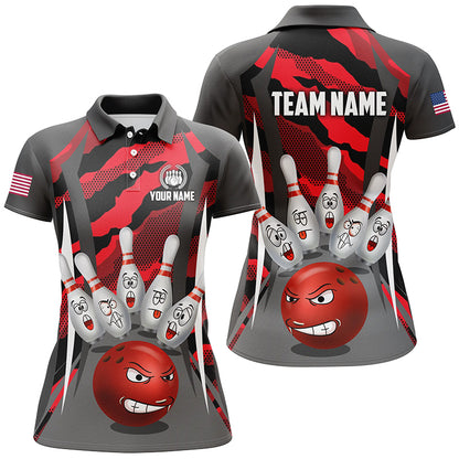 Custom Camo Bowling Shirt Women Bowling Team Jersey Polo Short Sleeves QZT457