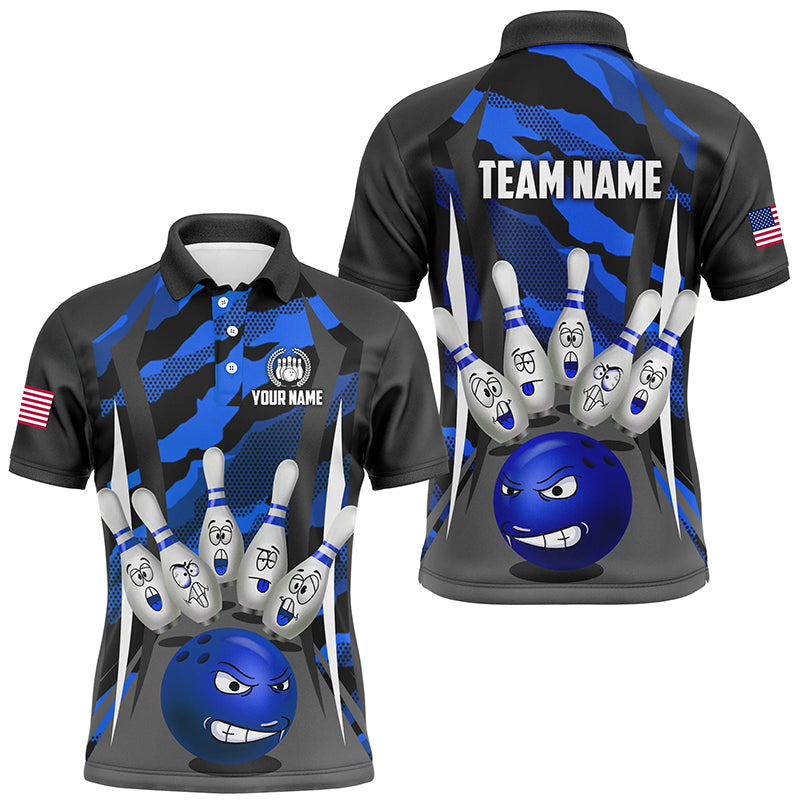 Custom Camo Bowling Shirt Men Bowling Team Jersey Polo Short Sleeves Muticolor QZT457