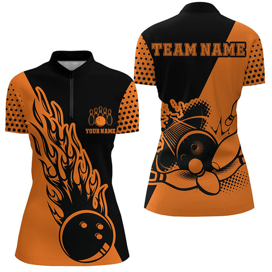 Personalized 3D Women's Bowling Team Jersey Bowling Shirt American Bowling Quarter-Zip Shirt QZT56-7