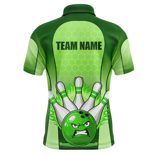 Personalized Bowling Shirt Green Men Polo Bowling Jersey Bowling Team League Unisex QZT278