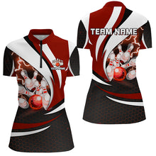 Load image into Gallery viewer, Personalized Bowling Shirt for Women Quarter Zip Camo Thunder Bowling Team League QZT429