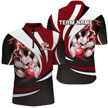 Load image into Gallery viewer, Personalized Bowling Shirt for Men Quarter Zip Camo Thunder Bowling Team League QZT429