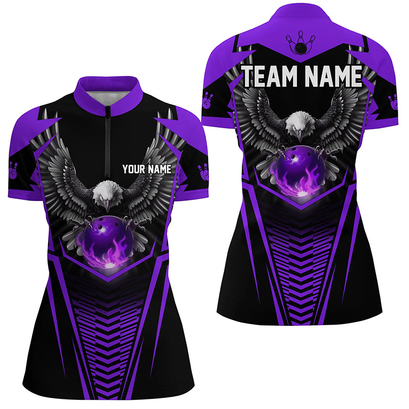 Custom Eagle Bowling Shirts 1/4 Zip Bowling Team League for Women QZT434