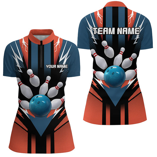 Personalized Bowling Shirt 1/4 Zip Bowling Shirt for Women Bowling Team League QZT280