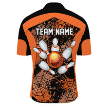 Load image into Gallery viewer, Orange Bowling Shirt for Men Spider Bowling Shirt Customized 1/4 Zip Shirt Unisex QZT288
