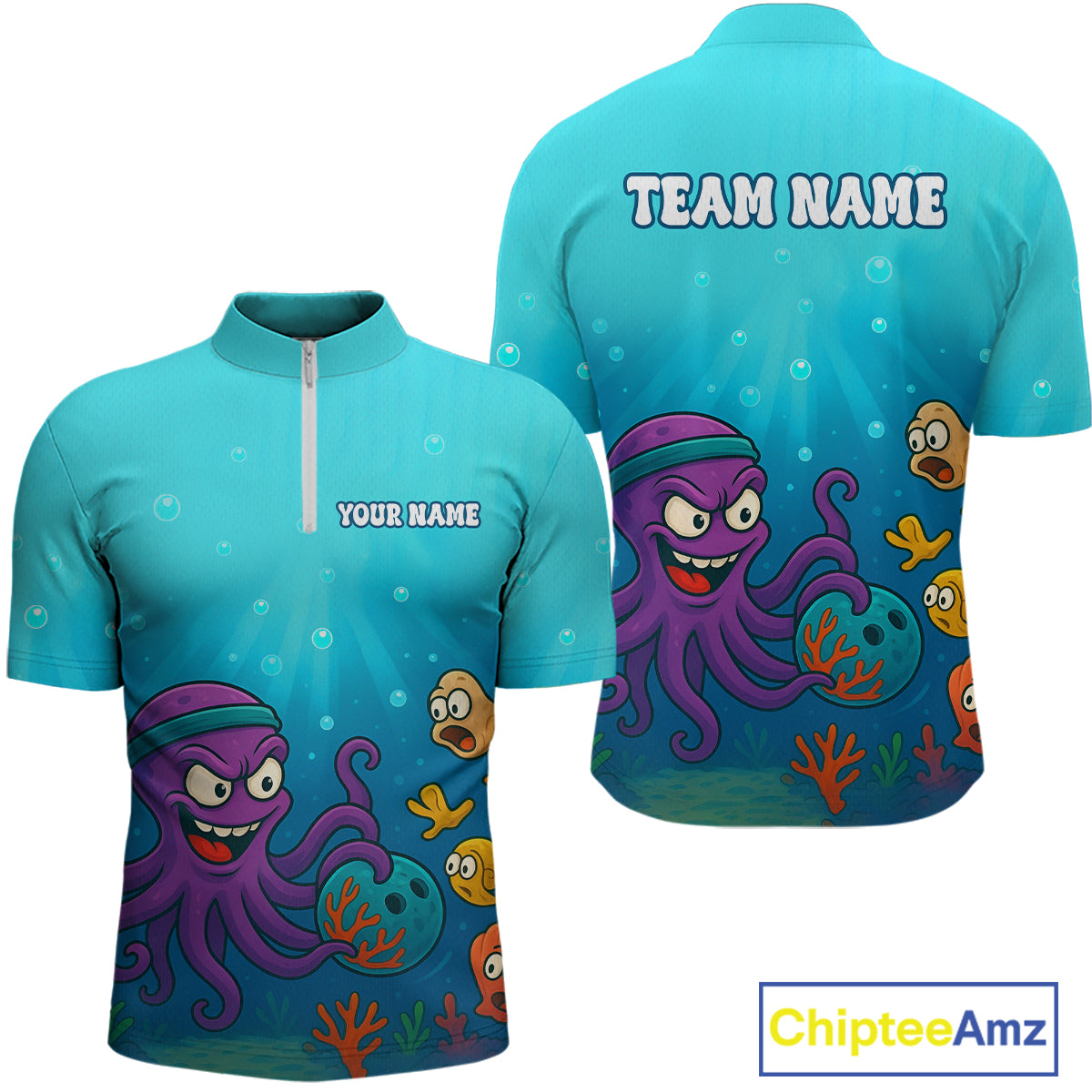 Custom Octopus Bowling Shirt for Team Bowling Jersey for Men Bowling Accessories QZT769