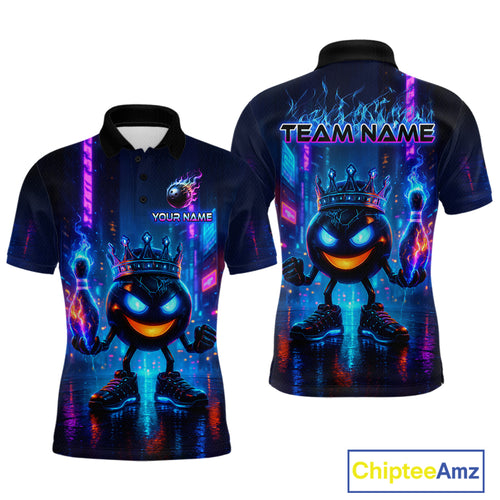 Custom Neon Lightning Bowling Shirt Funny Men Bowling Team Jersey Polo & 1/4-Zip Bowling Outfit QZT740
