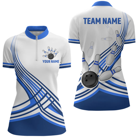 Personalized Women's Bowling Jersey Quarter Zip Bowling Team Shirts Bowling Gifts QZT502