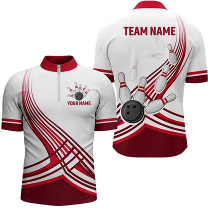 Personalized Men's Bowling Jersey Quarter Zip Bowling Team Shirts Bowling Gifts QZT502