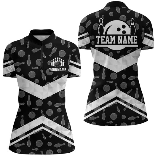 Personalized 3D Women's Bowling Team Jersey Bowling Shirt American Bowling Quarter-Zip Shirt QZT56-2