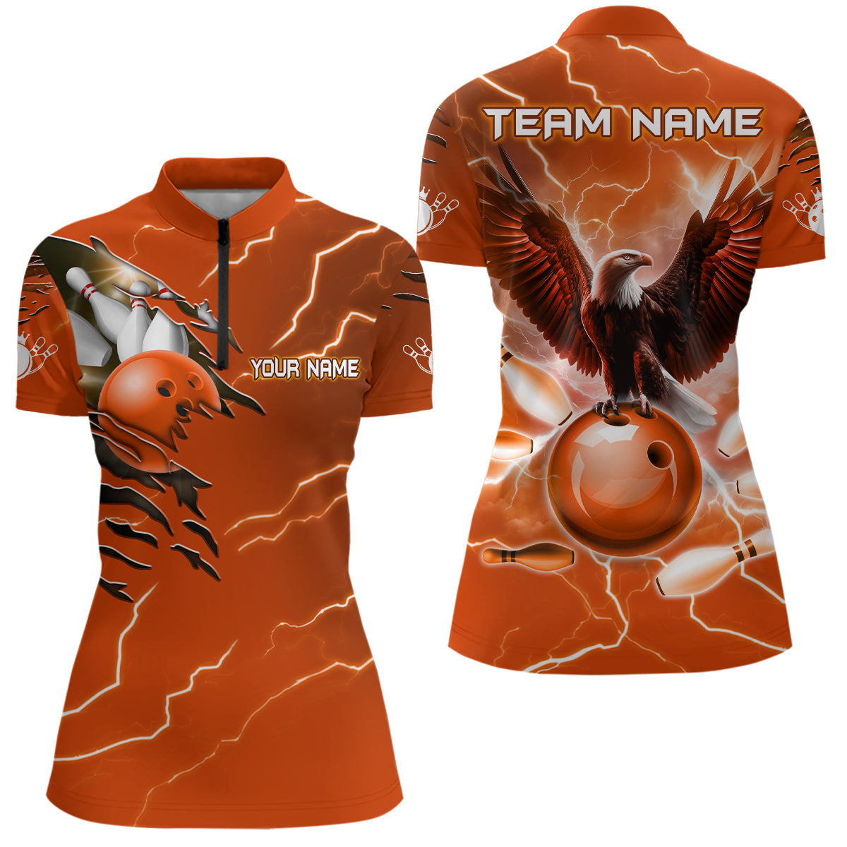 Personalized Women 1/4 Zip Eagle Bowling Shirts Bowling Team League QZT437