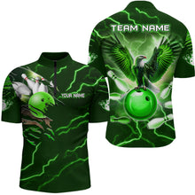 Load image into Gallery viewer, Personalized Men Eagle Bowling Shirts 1/4 Zip Bowling Team League QZT437