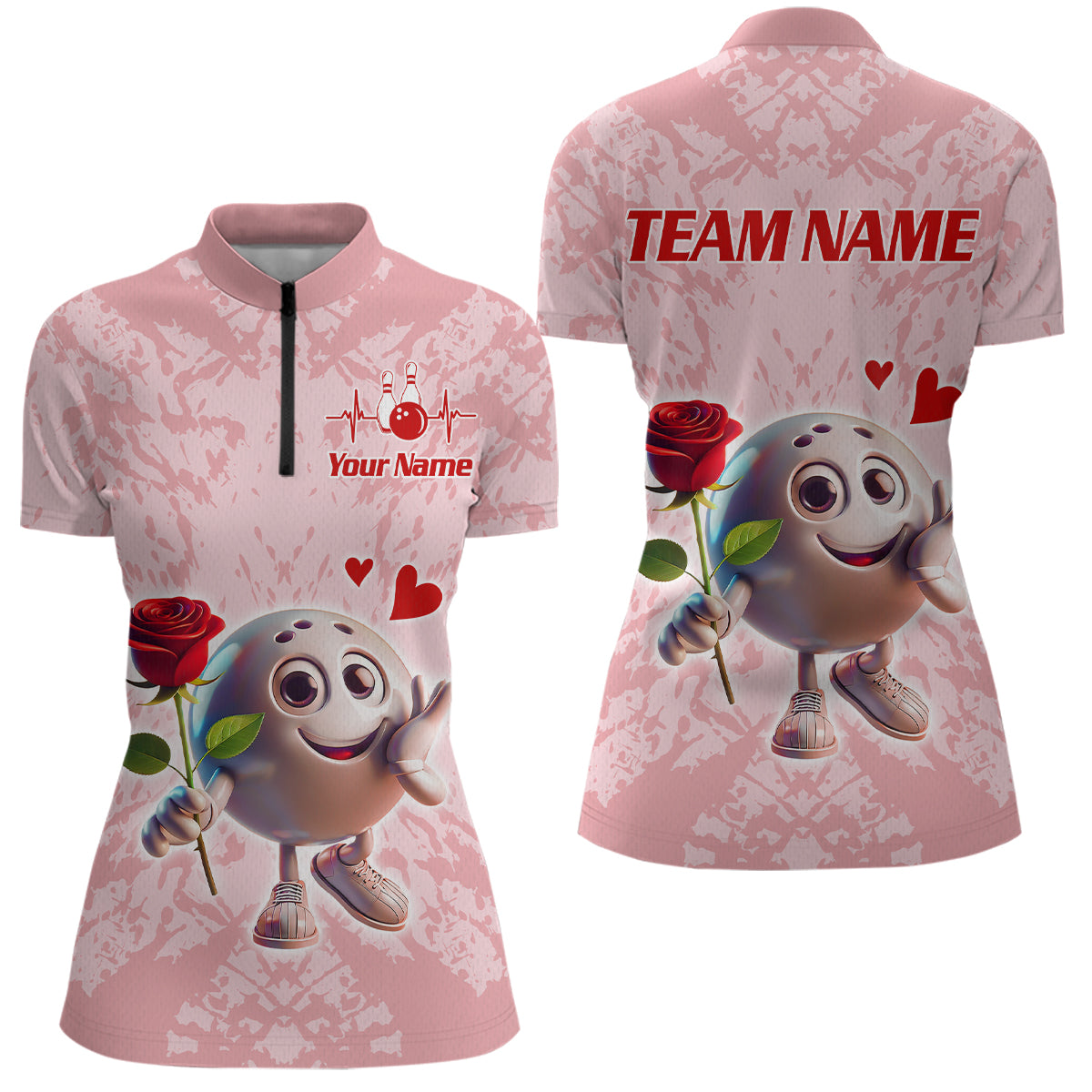 Custom Bowling Shirt for Couples 1/4 Zip Bowling Shirts Sympathy Shirt for Men Women QZT610