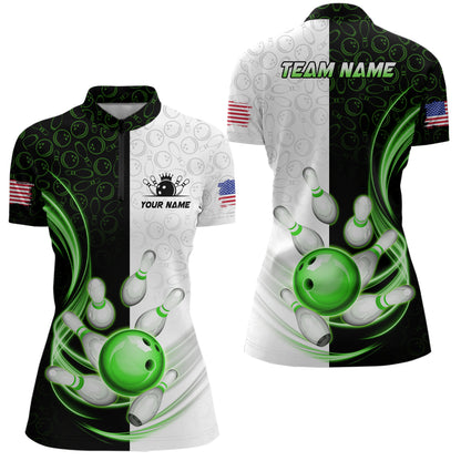 Custom Bowling Shirts for Women Camo Bowling Jersey 1/4 Zip Bowling Team League QZT449